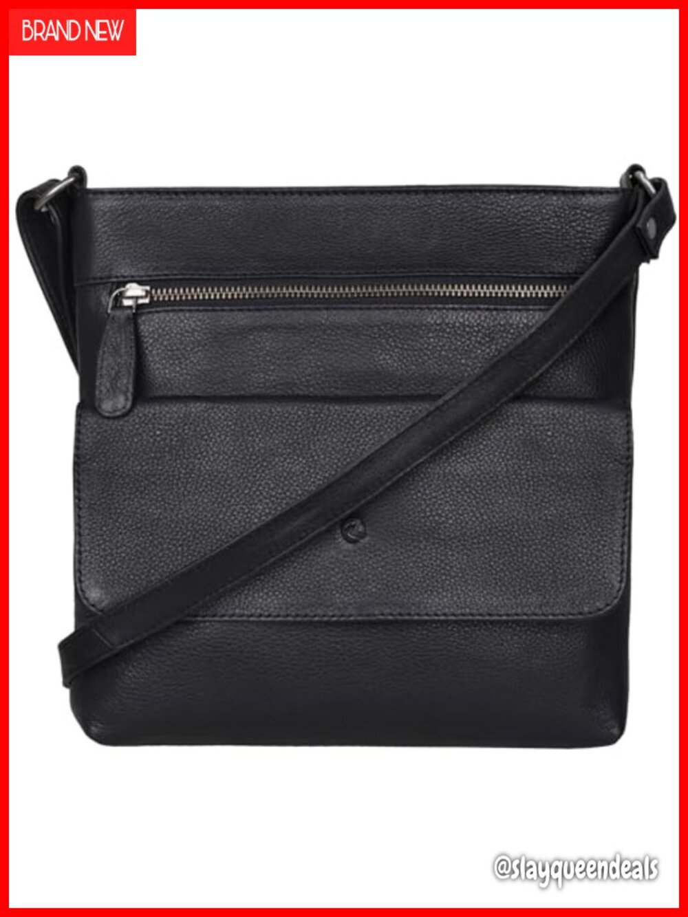 Full Grain Leather Crossbody Bag Adjustable Strap Zippered Compartments